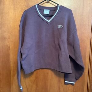 Taylor Swift The Tortured Poets Department TTPD Vneck Knit Sweater Brown Large